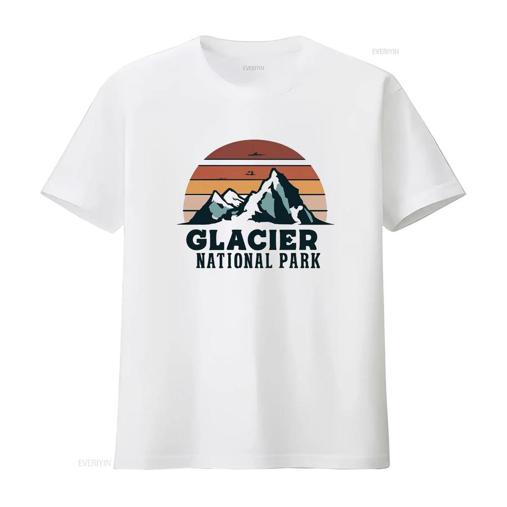 Glacier National Park T Shirt Vintage Washed Versatile Top For Everyday Wear Casual Designer Clothes Breathable Comfortable