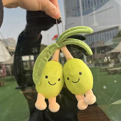 Colgante de Peluche de Frijol Ojo Oliva Verde Mujeres Lindo Simulación Peluche Colgantes Llave Peluches Suaves Mochila Llavero