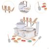 Wooden Kitchen Toy, Cooking Set,Portable BBQ Mini and Grill Toy for Children