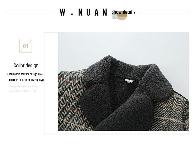 Chlapecký vlněný kabát střední délky - Podzim 2025 Módní flísová podšívka pro malé až střední děti