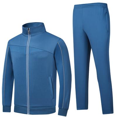 Spring and Autumn Stand Up Collar Cardigan Set for Men's Running Sports Wear, South Korean Silk Color Blocked Hoodie Two Piece Set