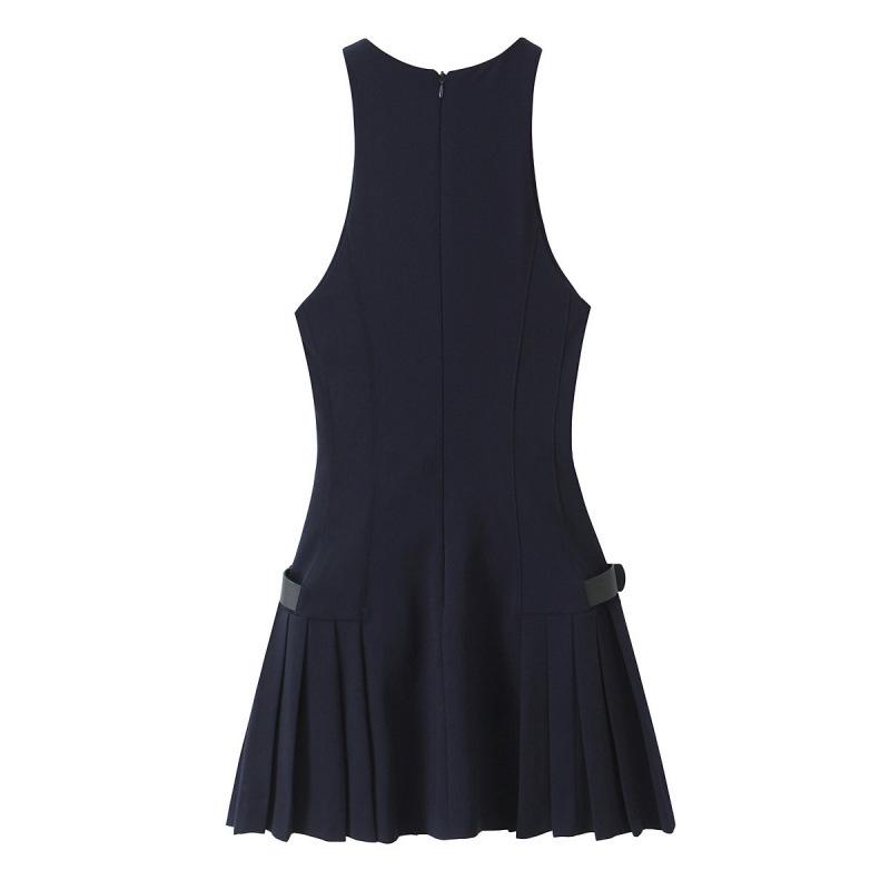 European & American Style Autumn Women's Mini Dress with Side Strap Embellishment