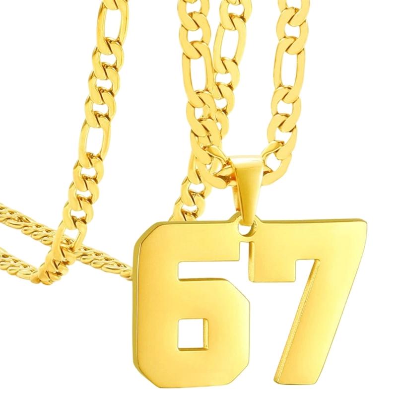 

Кумедна necklace з підвіскою-цифрою 67, стійка до корозії нержавіюча сталь, ланцюжок на ключицю, аксесуар для соціальних заходів