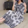 25th Anniversary Ethnic V-Neck Rayon Short Sleeve French-Thai Print Holiday Dress for Women