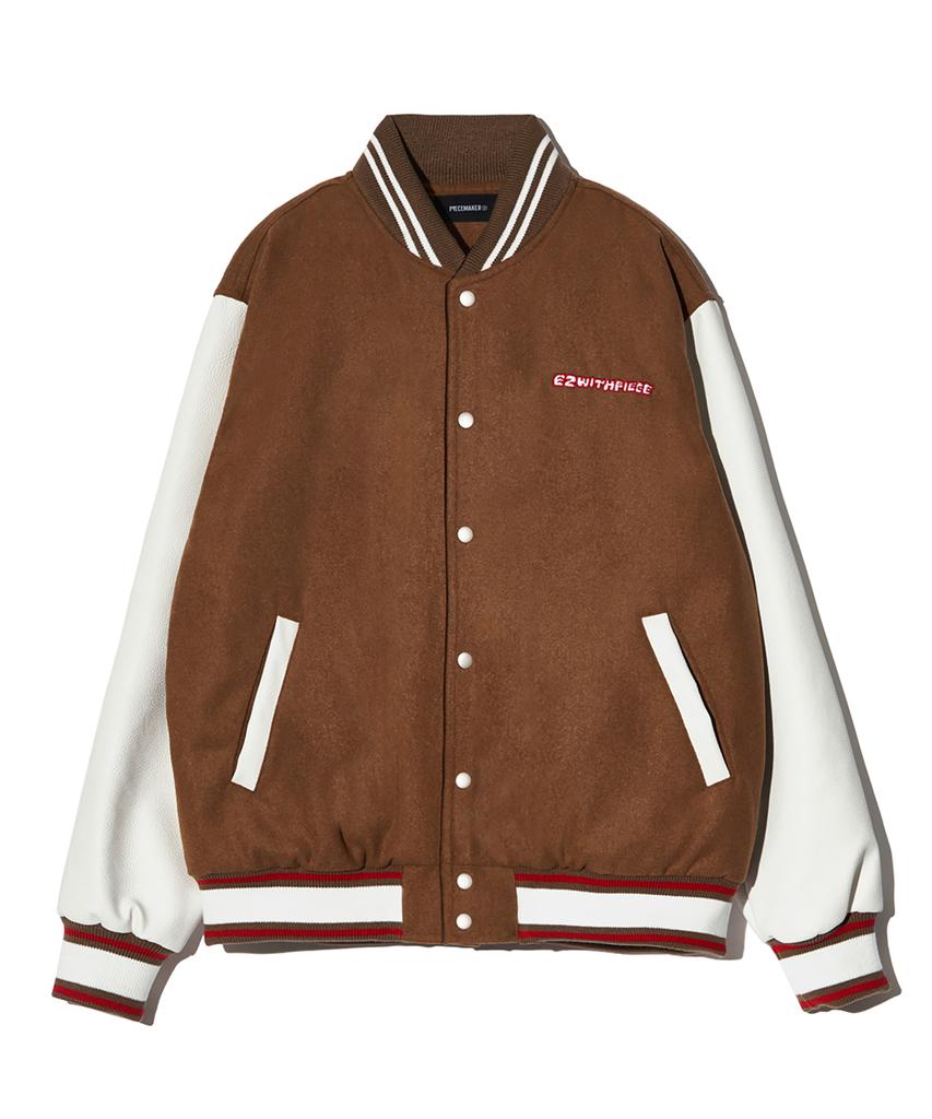 Peace Maker Teeth Varsity Wool Jacket (Beige)