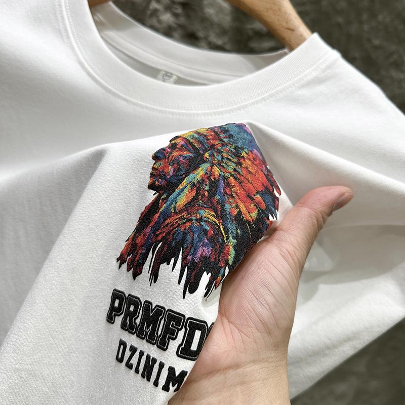 Summer Thin Printed Short-sleeved T-shirt Men's American T-shirt Loose Top