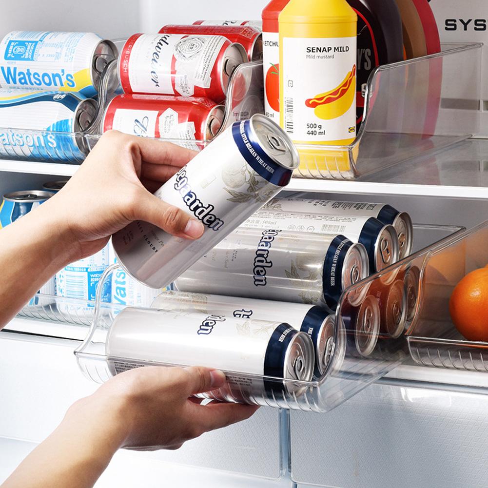 Refrigerator Drawer Beverage Storage Box Transparent PET Drink Cans Finishing Holder