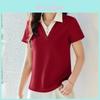 Polo Collar Short Sleeve T Shirt For Women With Cotton Fabric For Summer Casual Wear
