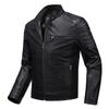 Leather Men's Slim Jacket Trendy Thin Jacket Men's Motorcycle Clothing Large Size Stand-Up Collar Leather Jacket