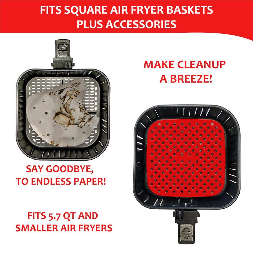 Silicone Reusable Air Fryer Liners 8.5 inch Washable Waterproof Non-Stick Airfryer Basket Mats Nonslip Air-Fryer Accessories
