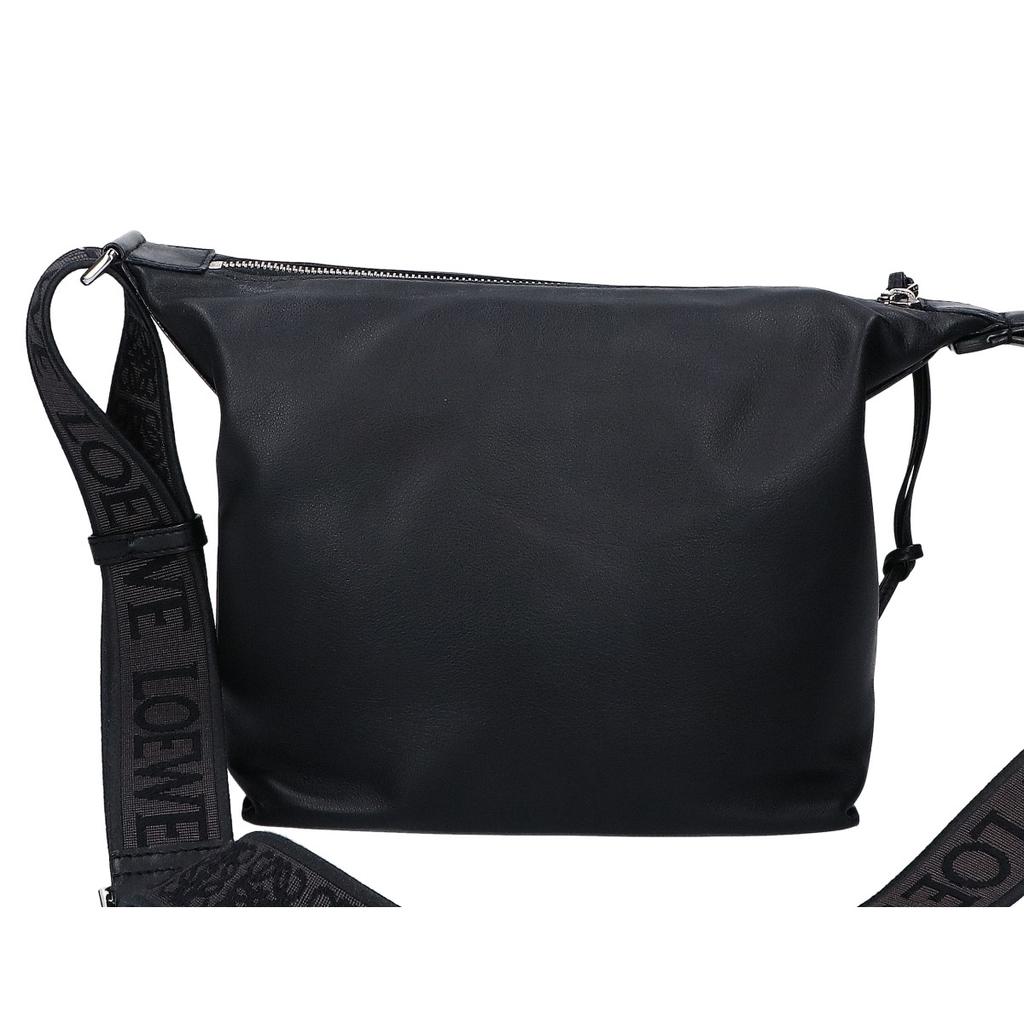 LOEWE 25Stainless Steel Supple Smooth Calf & Jacquard Cuby Crossbody Bag, Small Shoulder bag blackUsed
