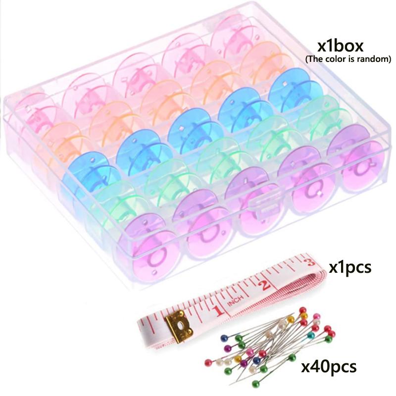 Leere Spulen Nähmaschinenspulen Klarsichtplastik-/Metallspulen und Aufbewahrungsbox Nähmaschinenzubehör Werkzeuge