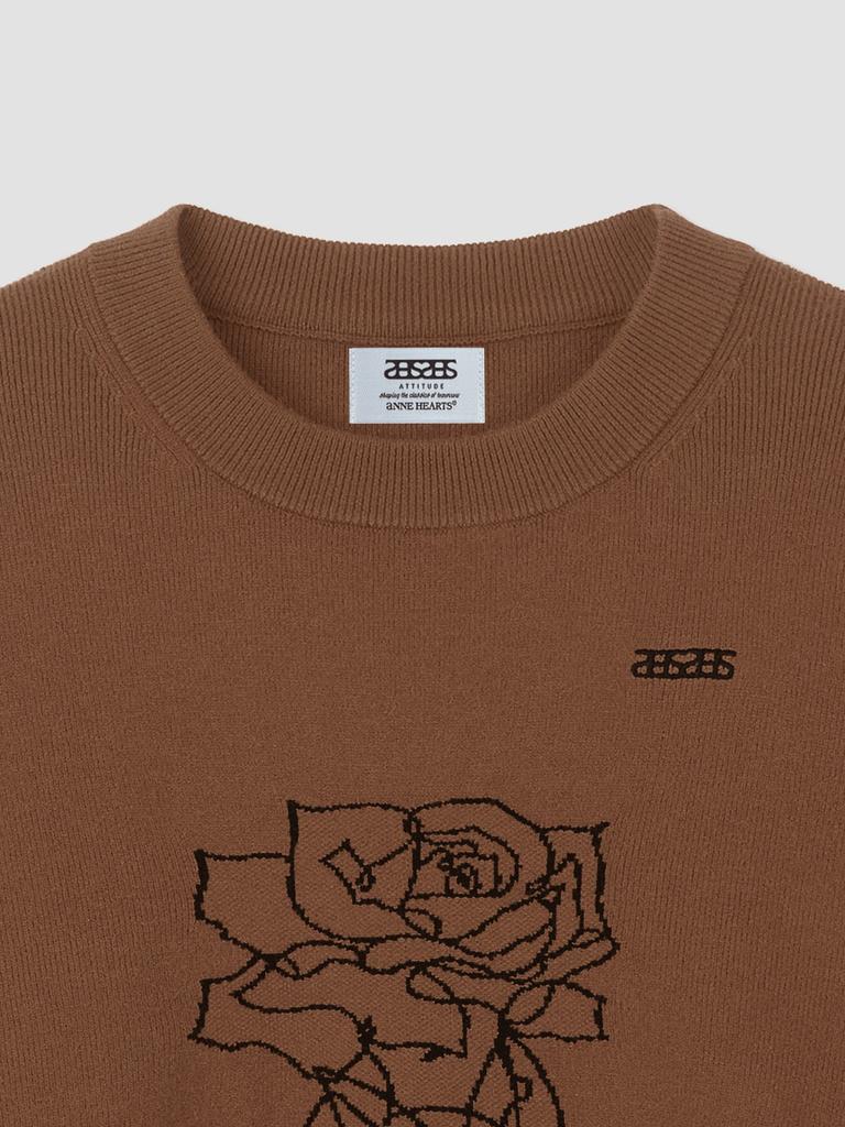 Aenhacheu Rose Sketch Round Knit Brown