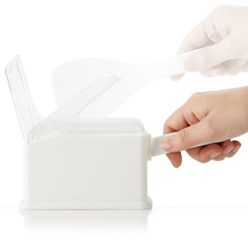 Like-it Rice Scoop Holder with Case (with Cover), White, Approx. 13.5cm W x 5.2cm D x 9cm H (excluding rice scoop), STK-21