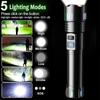 White Laser Flashlight TYPE-C Rechargeable Military Tactical Zoomable Portable LED Camping Search Spotlight