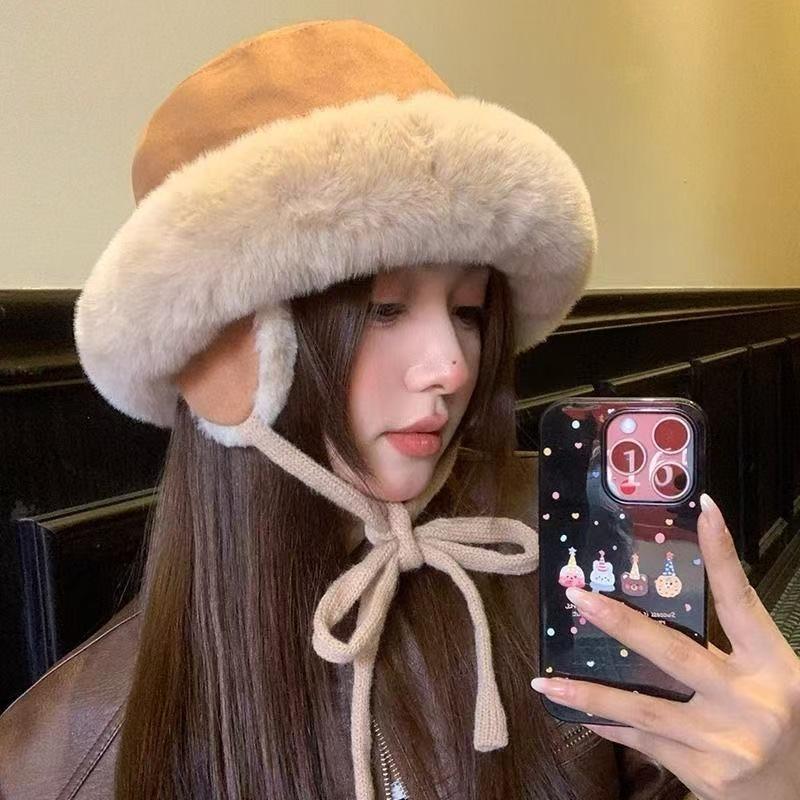 Winter plush fisherman's hat children's Mongolian hat ear protector head hat warm plush thickened cute pile hat