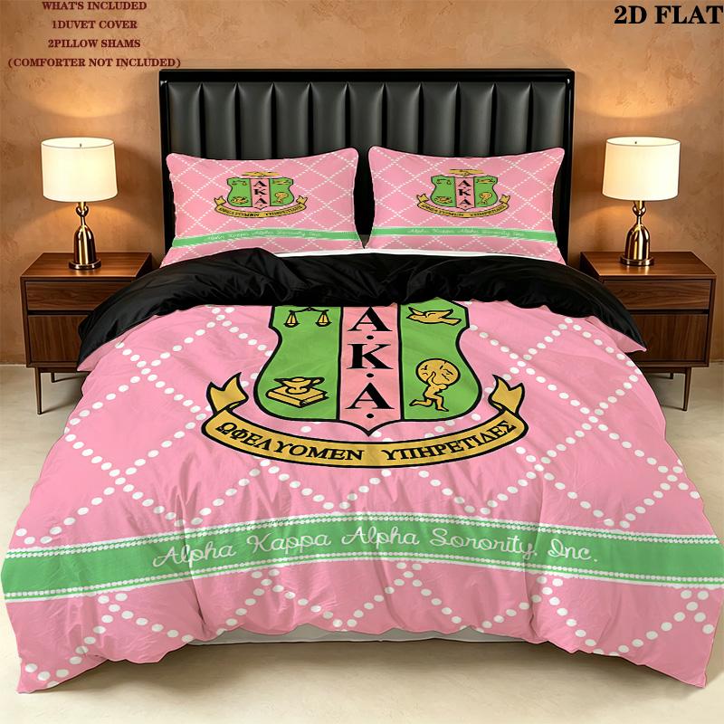 Aka Pattern Bedding Quilt Set Quilt Cover Pillowcase Home Birthday Gift(1 * duvet cover + 2 * pillowcase, without core)