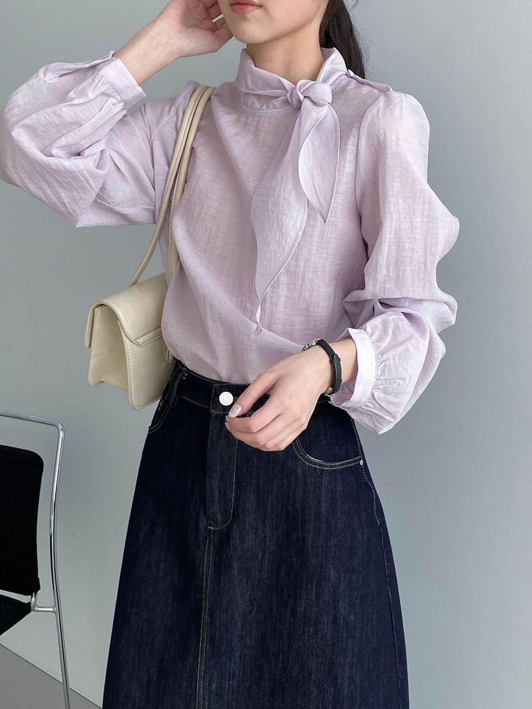 Early Spring French Style Ribbon Shirt - Women's Elegant Slim Fit Top