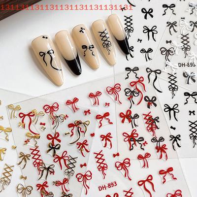 1 list Kawaii samolepicí nálepky na nehty s mašličkami DIY manikúrní dekorace nálepka s mašličkami mašle a stuha nálepky na nehty