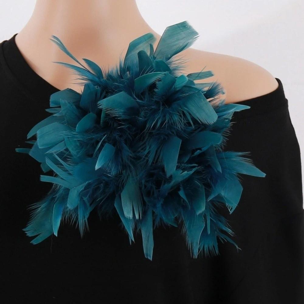 Faux Feather Fabric Corsage Large Lapel Pin Chic 16cm Flower Brooch Mother's Day