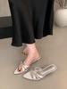 Fashion Shoes Pointed Toe Ladies' Slippers Women Heels Big Size High Slides Shoes Woman 2025 Big Size Slippers Heels Pointed Toe High