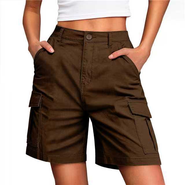 Women High Waist Cargo Shorts Casual Multi Pocket Loose Fit Lounge Shorts