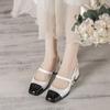 Splicing women's shoes bag head with Mary Jane thick heel empty single shoes women's sandals