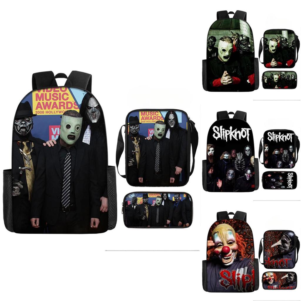Set Zaino a 3 Pezzi Borsa a Tracolla Astuccio Slipknot Tessuto Oxford Per Materiale Scolastico