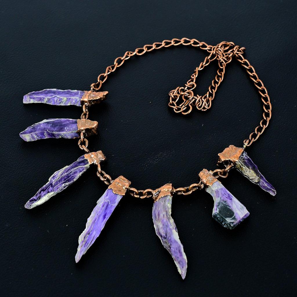 Amethyst Handmade Gemstone Necklace, Copper Electroformed Necklace Antique Jewelry, For Engagement Gift