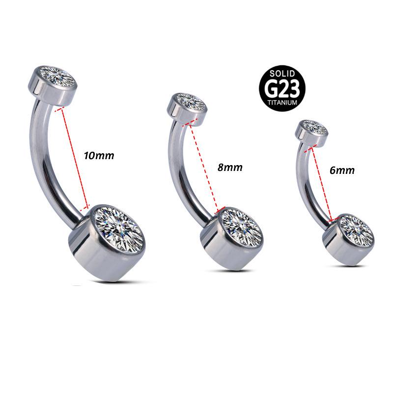 

Двойной циркониевый пирсинг для пупка: 14G 6/8/10мм Штанга Титан G23, Новинка 2022 8mm Bar, 4mm & 6mm Ends