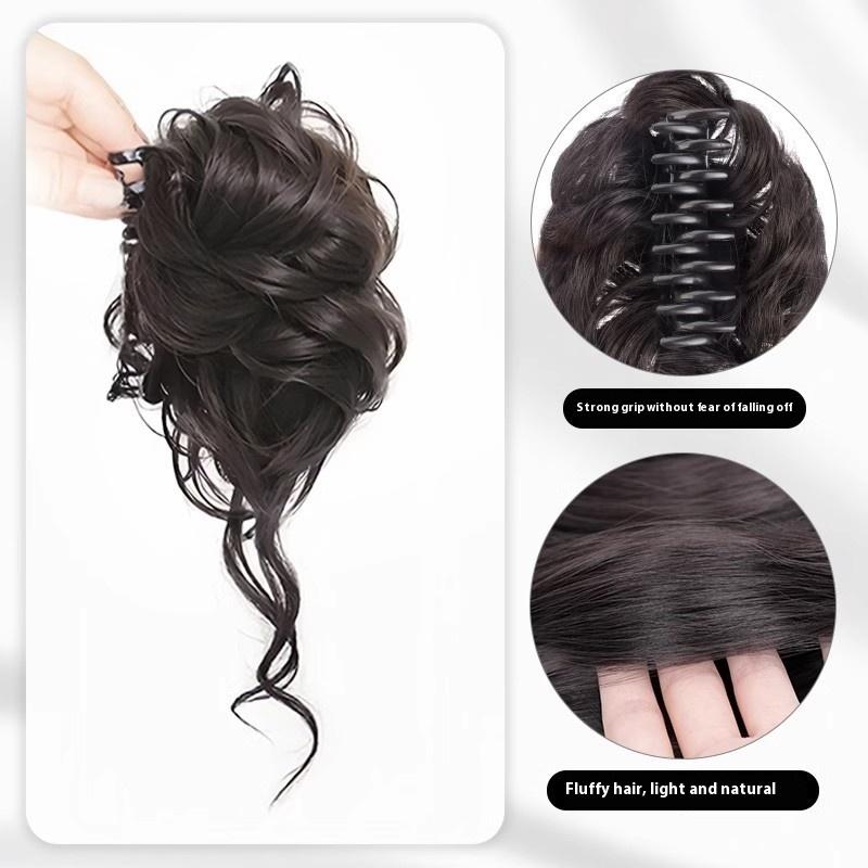 Postiço Sintético Coque Desarrumado Clipe de Garra Extensões de Rabo de Cavalo Estilo Scrunchie Coque Preguiçoso em Botão de Flor Chignon Rabo de Cavalo Ondulado Cacheado