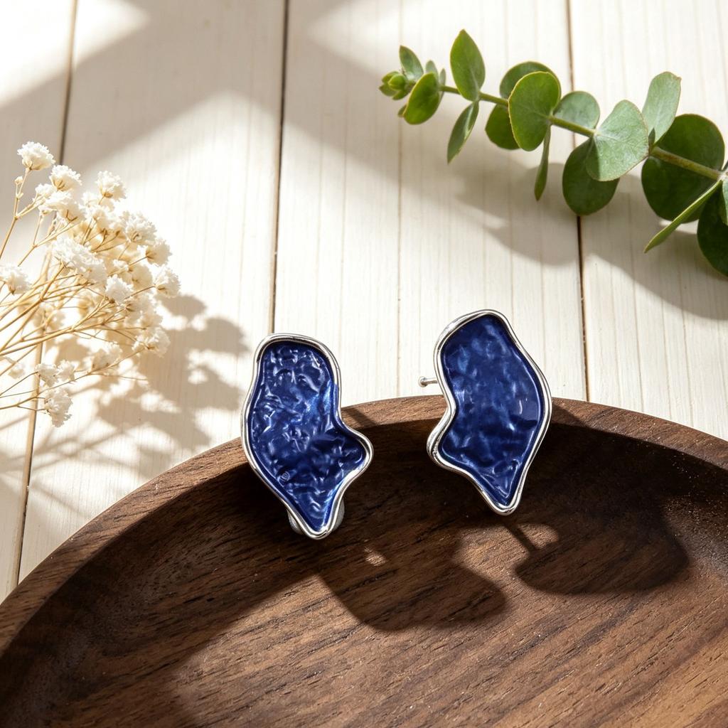 Irregular special-shaped hand-painted enamel colored stud earrings commuting daily versatile personality niche earrings