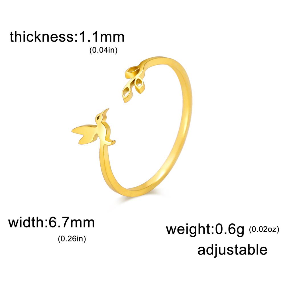 My Shape Bird Leaves Rings for Women Girls Teen Stainless Steel Peace Dove Olive Leaf  Adjustable Open Finger Rings Jewelry Gift