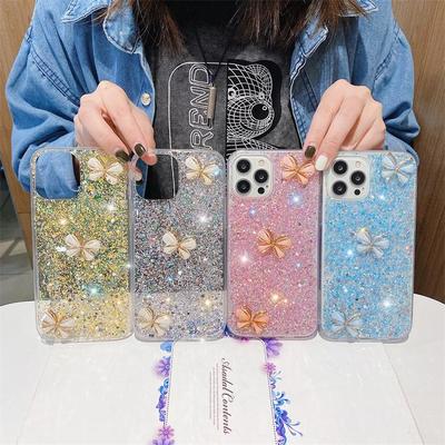 Silicone Luxury Case for Samsung S20 A32 A51 S30 M02 with Glitter Butterfly Design, Anti-fall Protection
