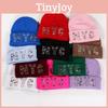 Letters Rhinestone Nyc Knit Hat For Unisex Autumn Winter Warm Cap Fashion Gift