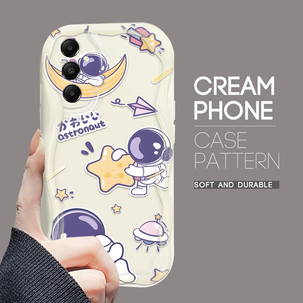 Cute Cartoon Pattern Cream Texture Casing Wavy Edge Soft Silicone Cover Phone Case for Samsung
