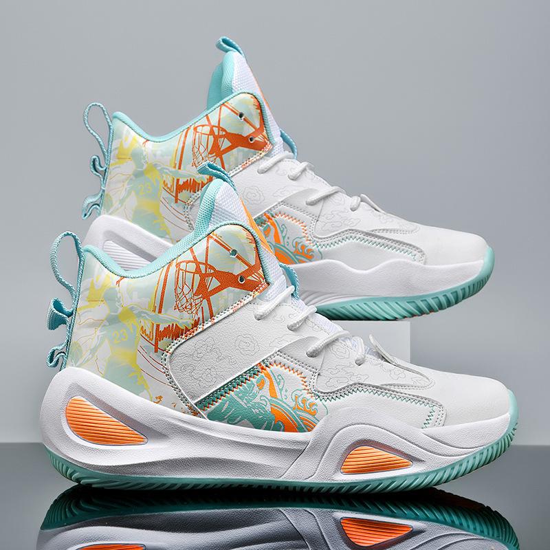 2025 New Large Size Basketball Shoes Men's Mandarin Duck Sports Shoes Young Students Practical Training Game Shoes