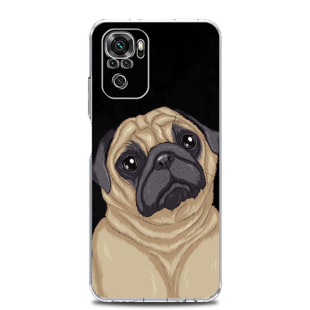 Cute Pug Dog Soft TPU Phone Case For Xiaomi Redmi Note 15 14 13 12 4G 10 11 Pro Plus 5G 14C 13C 12C 10C 9A Clear Cover