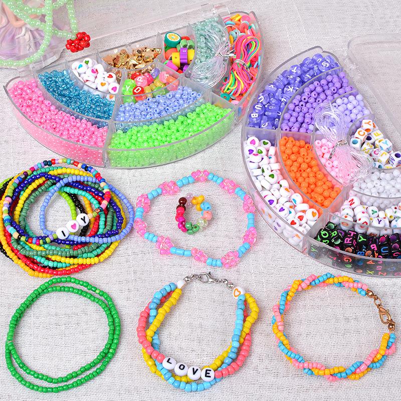 Jouets en perles faits à la main: Kit de Bijoux pour Filles DIY avec Bracelets et Colliers Puzzles Créatifs