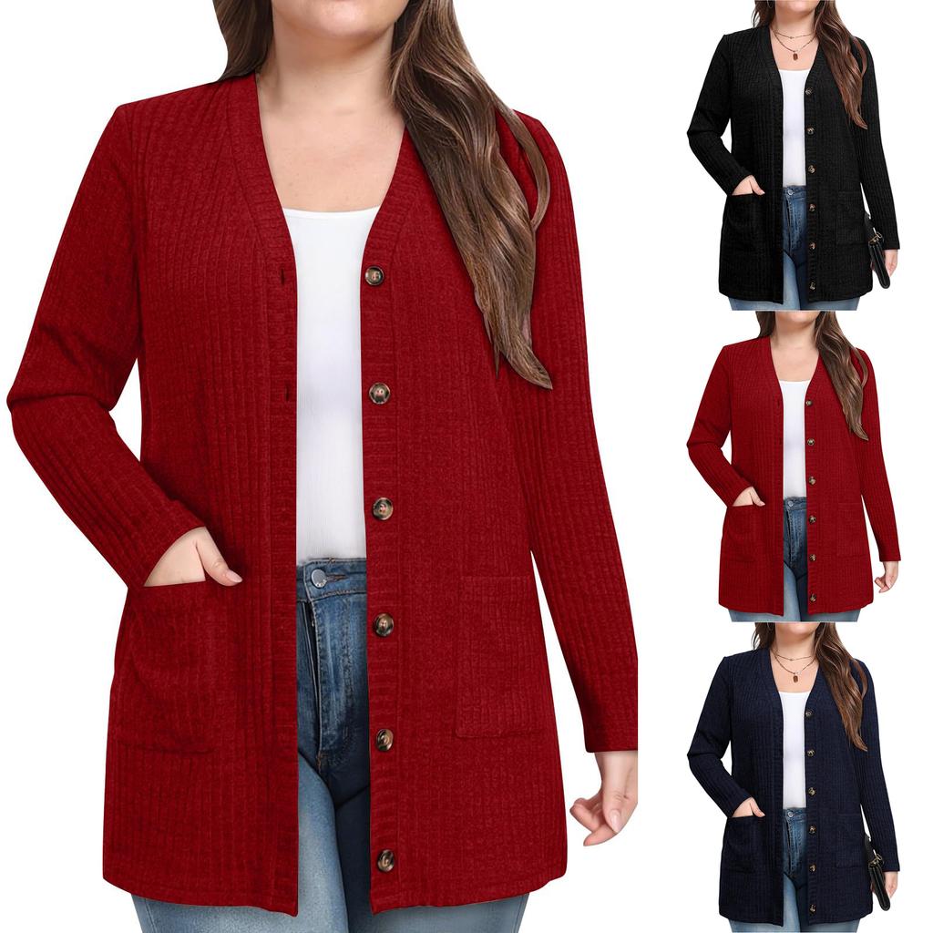 Women's Solid Color Long Sleeved Women's Long Cardigan Jacket