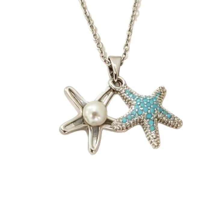 Korean Starfish Pendant Necklace: Chic Geometric Clavicle Chain for Women