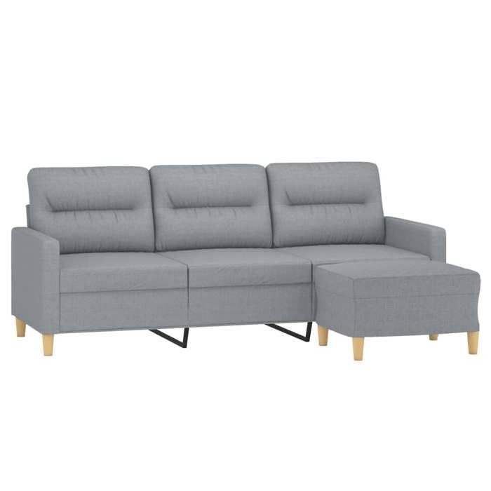 VidaXL Canapé à 3 places avec repose-pieds Gris clair 180 cm Tissu, canapé, canapé avec repose-pieds, canapé trois places, 3201073