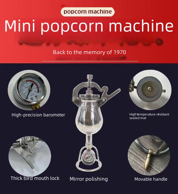 Hand-Cranked 304 Stainless Steel Popcorn Maker - Gourd-Shaped Pressure Cooker