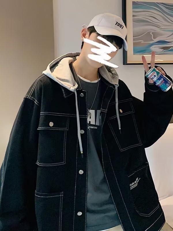 Trendy Japanese Style Hooded Denim Jacket - Youthful, Artistic, and Versatile for Spring and Autumn