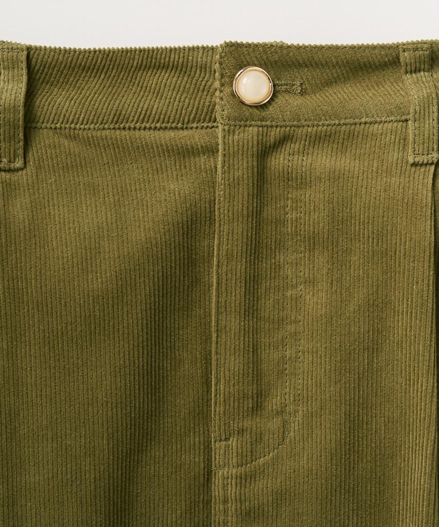 Seteo (W) Corduroy Long Skirt Olive Green