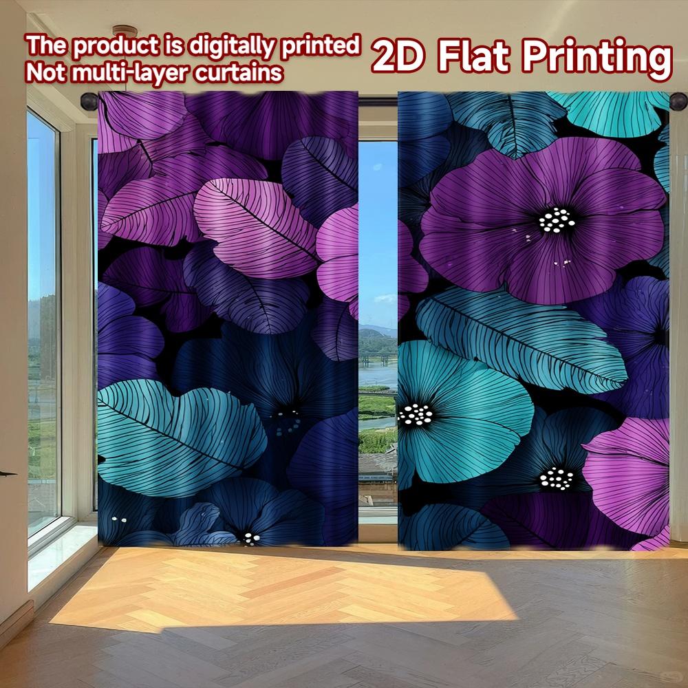 

2D FLAT PRINTING 2pcs Curtains (Without Rod) Floral Fantasy Design New year holiday curtains Versatile Polyester Fabric Curtains 100*130 HOOK 1pcs