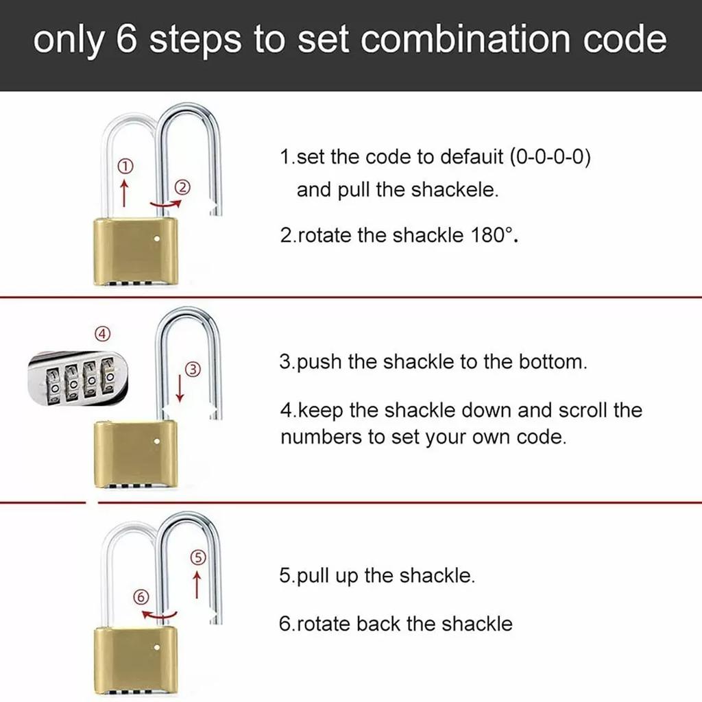 4 Digit Combination Padlock Weatherproof Resettable Heavy Duty Combination Padlock for Outdoor