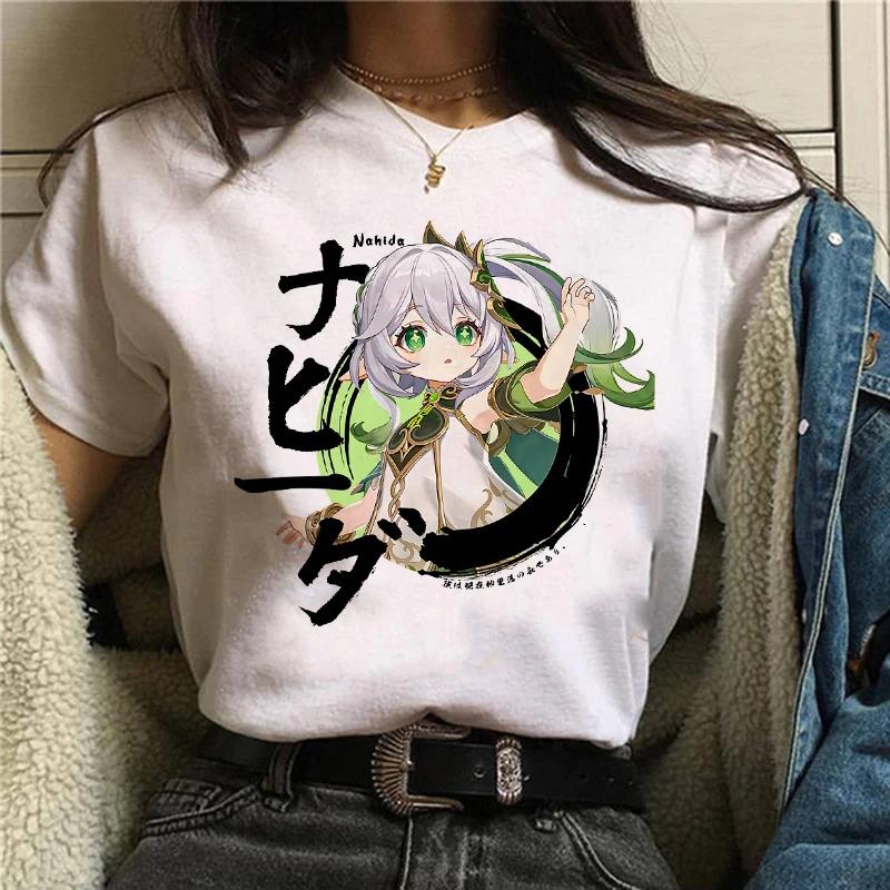 Y2k Female Genshin Impact T Shirt Kawaii Hu Tao Graphic Tees Xiao Kaedehara Kazuha Tshirt 90S Tops Harajuku Tshirt Women