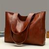 (Brown) Retro Vegan Tote Bag - Large Capacity Shoulder Bag