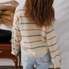 Women's Casual Color Striped Pullover Long Sleeve Loose Sweater